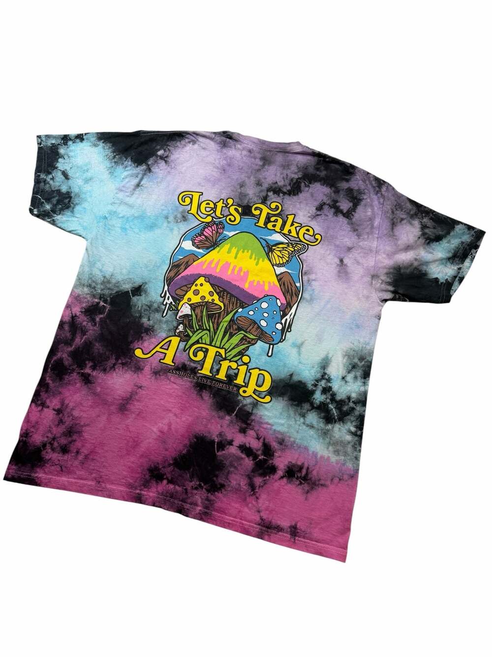 Assholes Live Forever Lets Take A Trip T Shirt XL Tie Dye Mushroom Graphic Tee